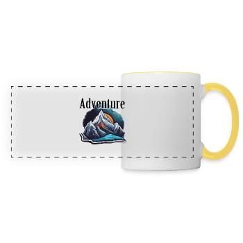 Aventure / Montagne / Pics / Randonnée / Tyrol - Mug panoramique contrasté et blanc - blanc/jaune - Devant