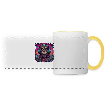 Tattoo / Animal / Art / Cool / Comic / Cartoon - Panoramic Mug - white/yellow - Front