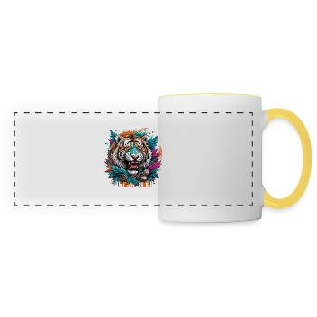 Tattoo / Tier / Kunst / cool / Comic / Tiger - Panoramatasse - Weiß/Gelb - Vorne