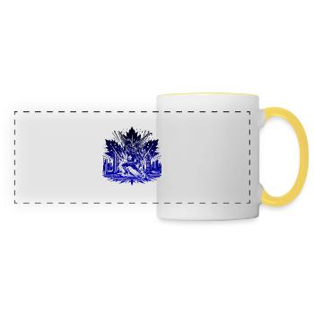 Hockey Canada Hockey sur glace États-Unis club de hockey rondelle bâton - Mug panoramique contrasté et blanc - blanc/jaune - Devant