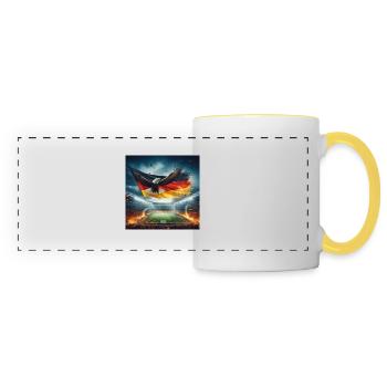 Aigle allemand dans le stade de football - Mug panoramique contrasté et blanc - blanc/jaune - Devant
