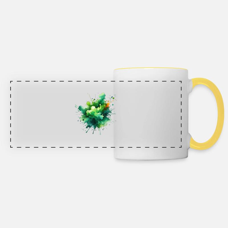 splash drop liquid abstract background water wave - Panoramic Mug - white/yellow