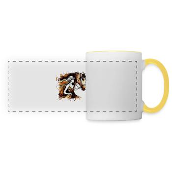 Flowers Women girl fashion design art female style - Panoramic Mug - white/yellow - Front