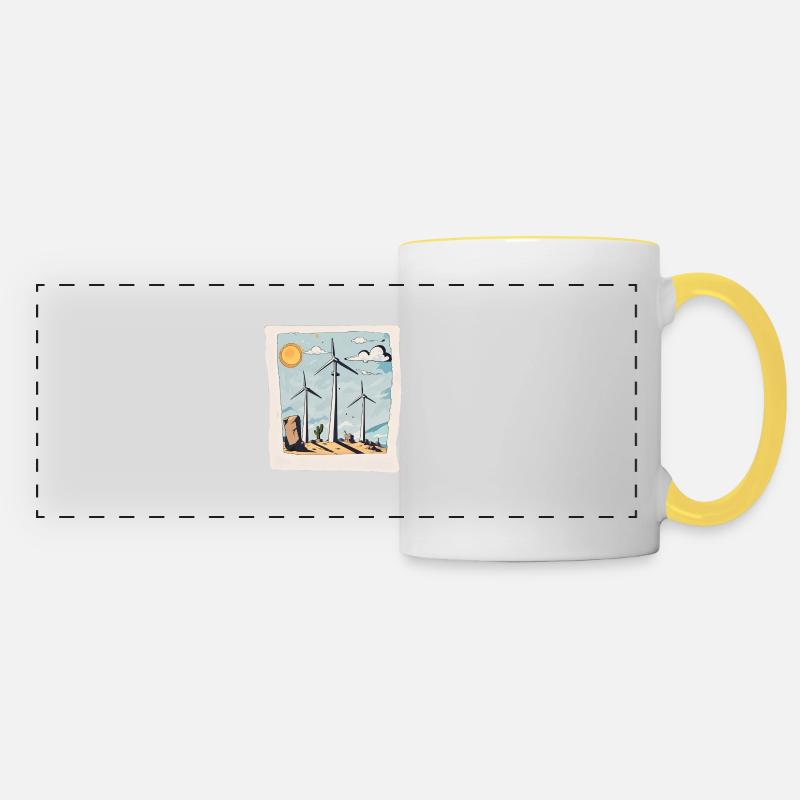Wind turbine blades - Panoramic Mug - white/yellow