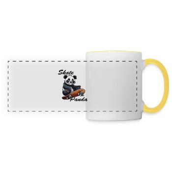 Panda / Animal / Zoo / Bamboo / Wild / Childlike - Panoramic Mug - white/yellow - Front