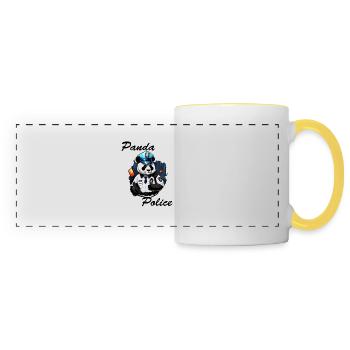 Panda / Animal / Zoo / Bamboo / Wild / Childlike - Panoramic Mug - white/yellow - Front