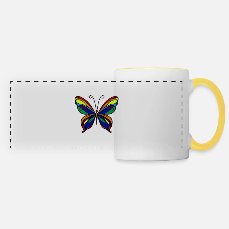 Papillon - Mug panoramique contrasté et blanc - blanc/jaune