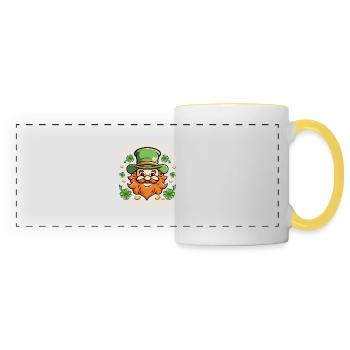 Irish Irland Kleeblatt Leprechaun Kobold Reim - Panoramatasse - Weiß/Gelb - Vorne