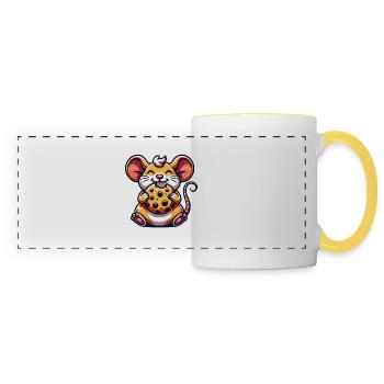 Cute Mouse Cookie Dessert Cartoon - Panoramic Mug - white/yellow - Front