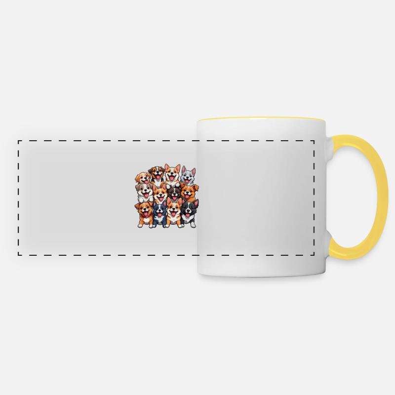 Happy Dogs Collage - Panoramic Mug - white/yellow