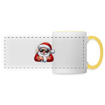 Père Noël cool avec des lunettes de soleil - Mug panoramique contrasté et blanc - blanc/jaune - Devant