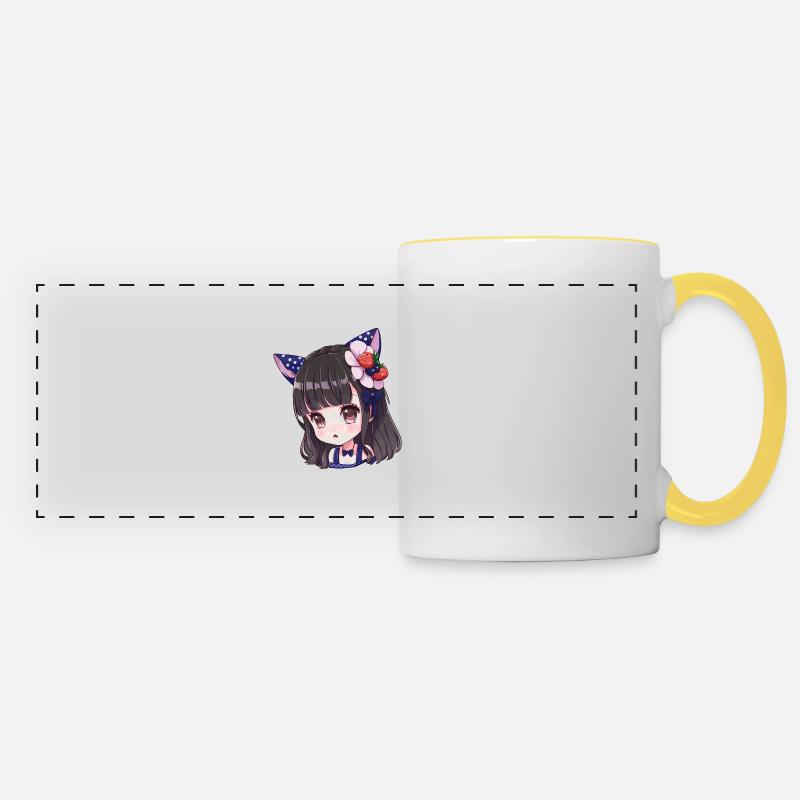 Summer berries anime girl kawaii - Panoramic Mug - white/yellow