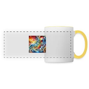 Spectre dynamique - Peinture abstraite - Mug panoramique contrasté et blanc - blanc/jaune - Devant