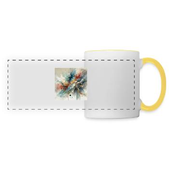 Flux dynamique - Peinture abstraite - Mug panoramique contrasté et blanc - blanc/jaune - Devant