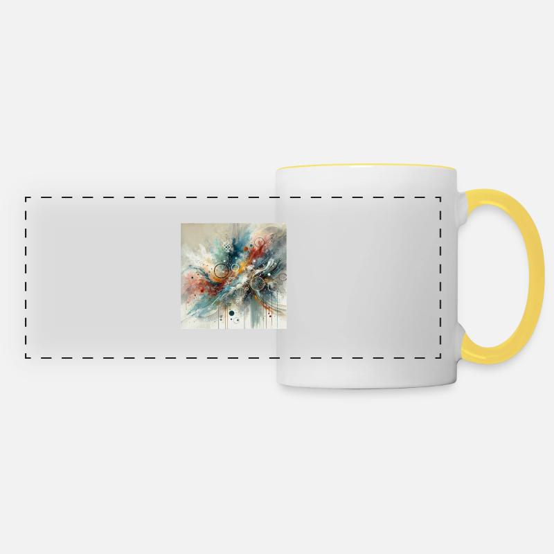 Flux dynamique - Peinture abstraite - Mug panoramique contrasté et blanc - blanc/jaune