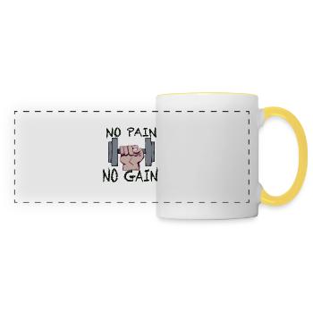 No Pain No Gain - Mug panoramique contrasté et blanc - blanc/jaune - Devant