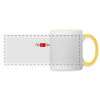Battement de cœur de la dinde turque Drapeau turc dinde turque - Mug panoramique contrasté et blanc - blanc/jaune - Devant