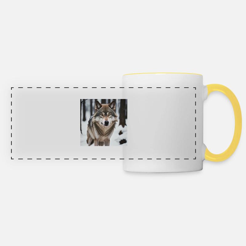 Wolf - Panoramic Mug - white/yellow