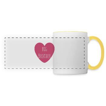 Grand Frère | Coeur rose | Cadeau Garçon - Mug panoramique contrasté et blanc - blanc/jaune - Devant