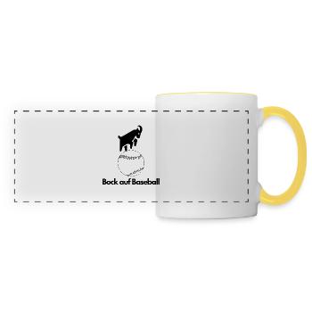 Bock auf Baseball – Lustiges Design - Panoramatasse - Weiß/Gelb - Vorne