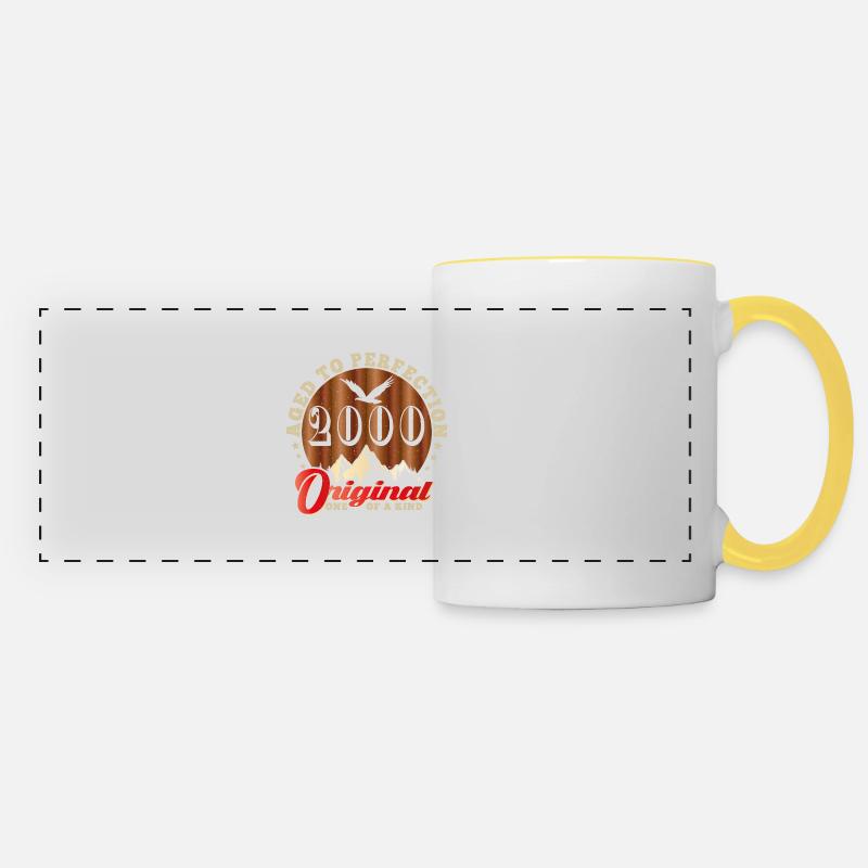 Anniversaire emblématique de 2000 - Mug panoramique contrasté et blanc - blanc/jaune