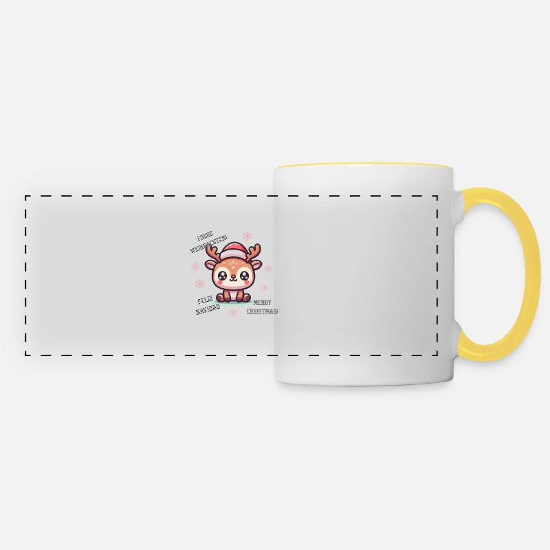 Reindeer Deer Moose Deer Christmas - Panoramic Mug - white/yellow