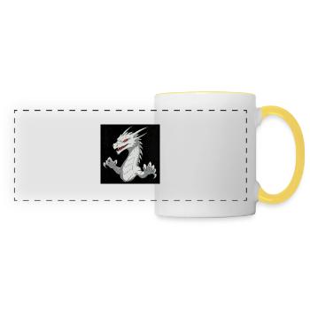 Dragon blanc brillant - Mug panoramique contrasté et blanc - blanc/jaune - Devant