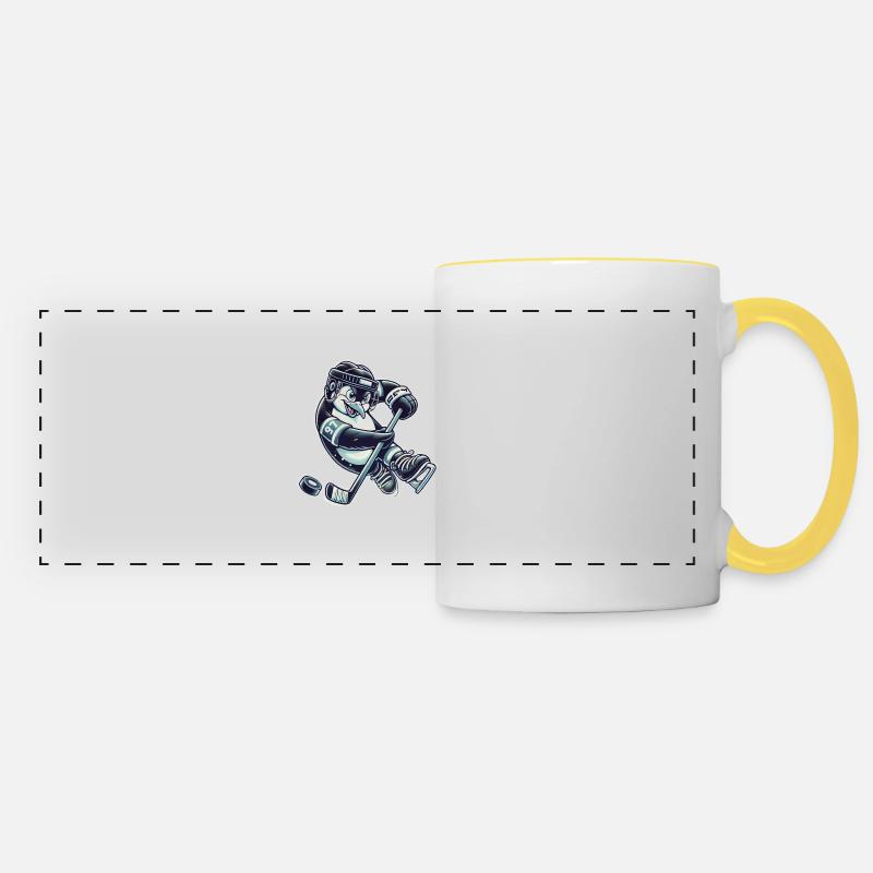 Eishockey Pinguin - Panoramatasse - Weiß/Gelb
