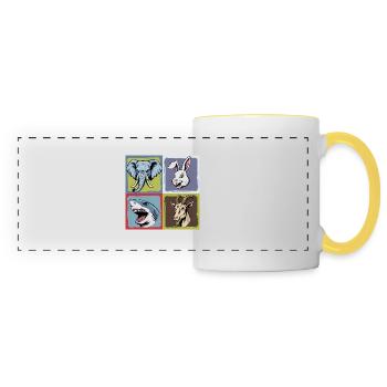 Popart Elefant Hase Hai Ziegenbock Smile Horror - Panoramatasse - Weiß/Gelb - Vorne