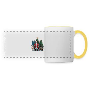 Weihnachtsmann Xmas Geschenke Weihnachten Rentiere - Panoramatasse - Weiß/Gelb - Vorne