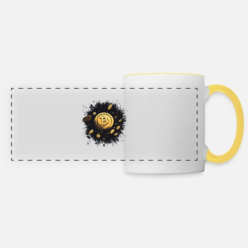 Bitcoin Explosion: The Power of Digital Currency - Panoramic Mug - white/yellow