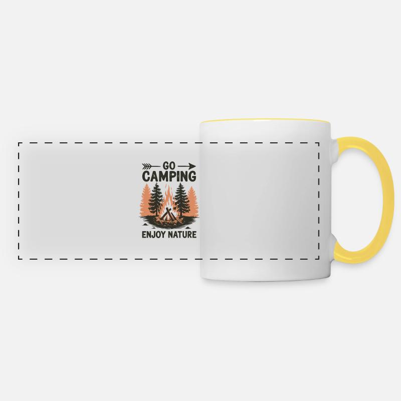 Feu de camp - Mug panoramique contrasté et blanc - blanc/jaune