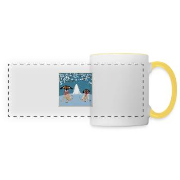 Chien d’hiver - Mug panoramique contrasté et blanc - blanc/jaune - Devant