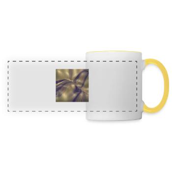 Blue pattern on gold! - Panoramic Mug - white/yellow - Front