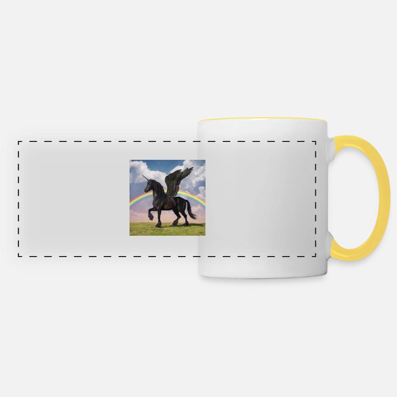 Black Alicorn - Panoramic Mug - white/yellow