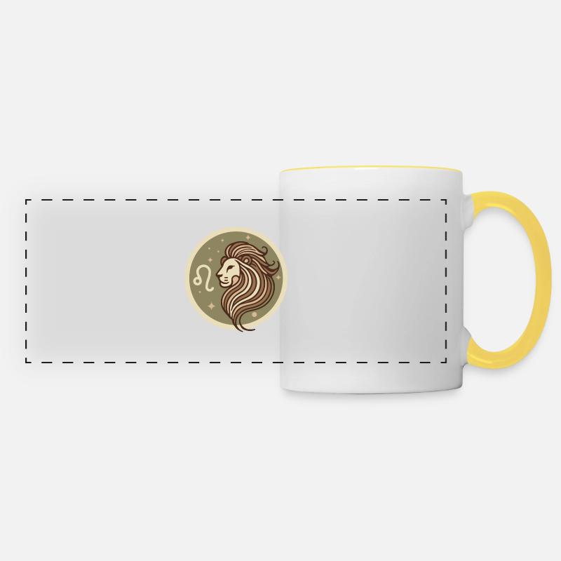 Design « Majesté dorée » - Mug panoramique contrasté et blanc - blanc/jaune