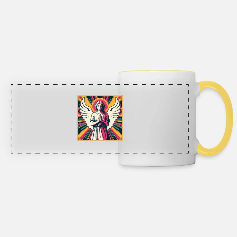Schutzengel Pop-Art - Panoramatasse - Weiß/Gelb