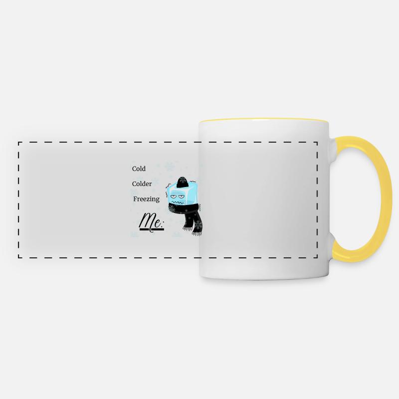 Cold, Colder, Freeeezing, Me - Panoramic Mug - white/yellow