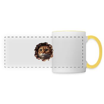 Cat in the Hole 2 - Panoramic Mug - white/yellow - Front