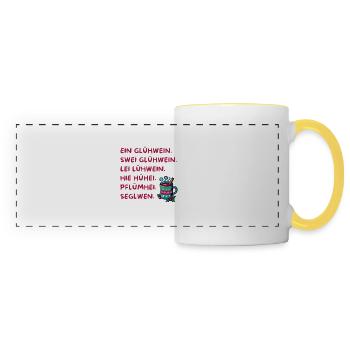 Cadeau de vin chaud drôle pour les marchés de Noël - Mug panoramique contrasté et blanc - blanc/jaune - Devant