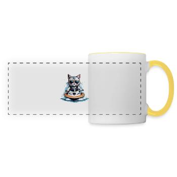 Cat Jet Ski Cat Funny Funny Gift - Panoramic Mug - white/yellow - Front