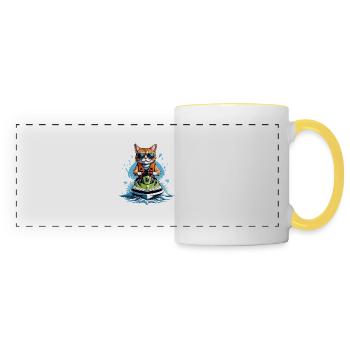 Cat Jet Ski Cat Funny Funny Gift - Panoramic Mug - white/yellow - Front