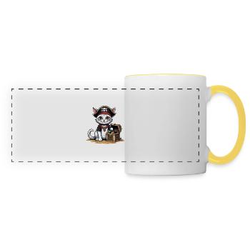 Pirate Chat Drôle Enfants Chemise Cadeau Pirate - Mug panoramique contrasté et blanc - blanc/jaune - Devant