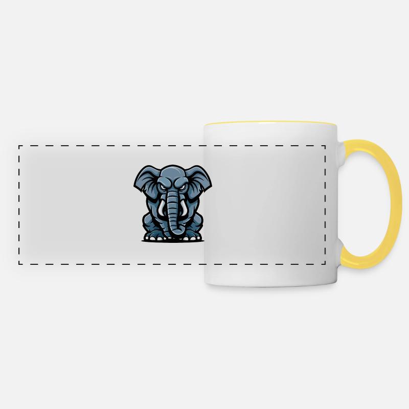 Elefant Comic - Panoramatasse - Weiß/Gelb