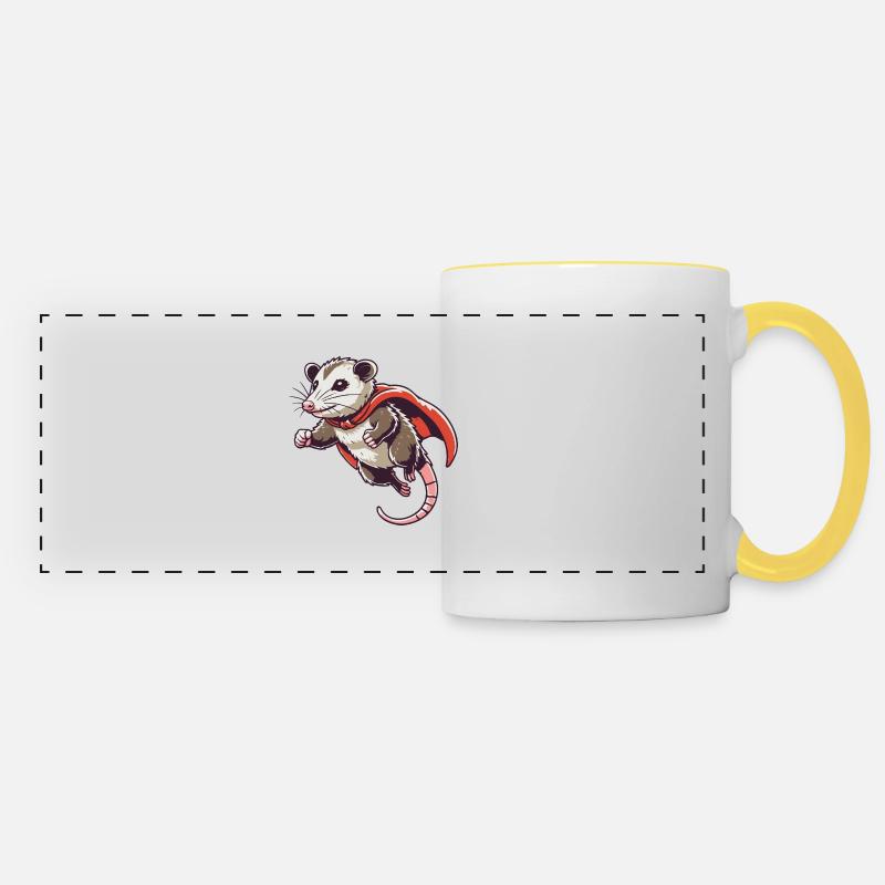 Superpossum - Panoramic Mug - white/yellow