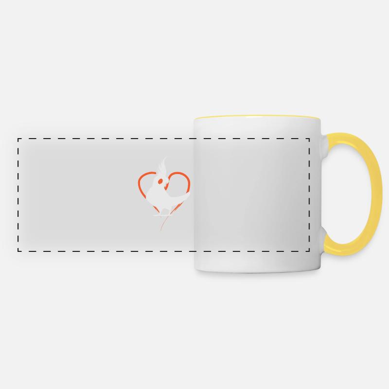 Cockatiel heart - Panoramic Mug - white/yellow