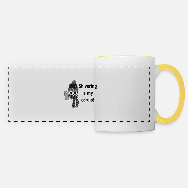 shivering is my cardio with snow - Panoramic Mug - white/yellow
