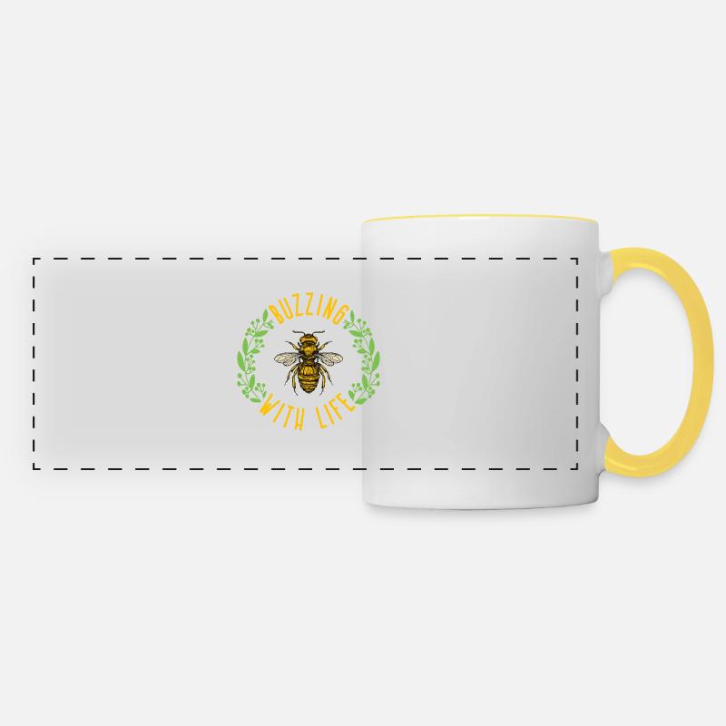 Bourdonnement d’abeilles - Mug panoramique contrasté et blanc - blanc/jaune