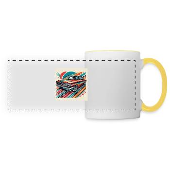 Retro classic car - Panoramic Mug - white/yellow - Front