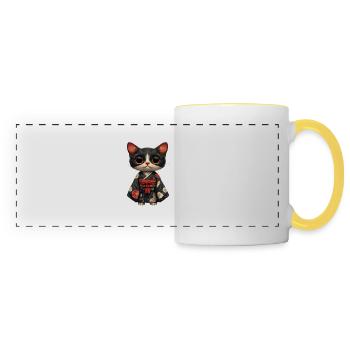 Japanese Cat, Cat lover shirt, Bags, Tank, Stikers - Panoramic Mug - white/yellow - Front